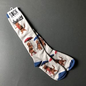 NWT 2 PAIR KNEE HIGH SOCKS RAINING CATS DOGS